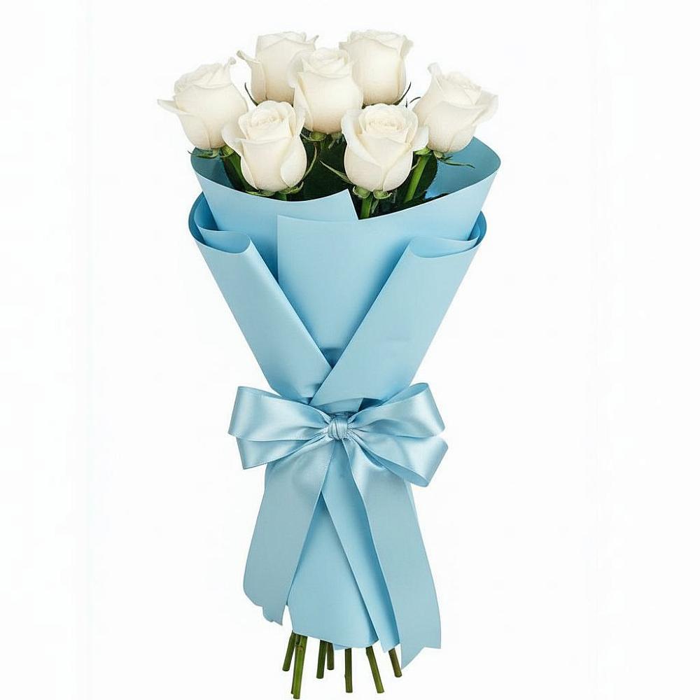 Букет 7 белых роз Проуд в Серафимовском