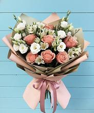 Букет цветов из:  Розы, Альстромерии и Лизиантусы в Серафимовском
