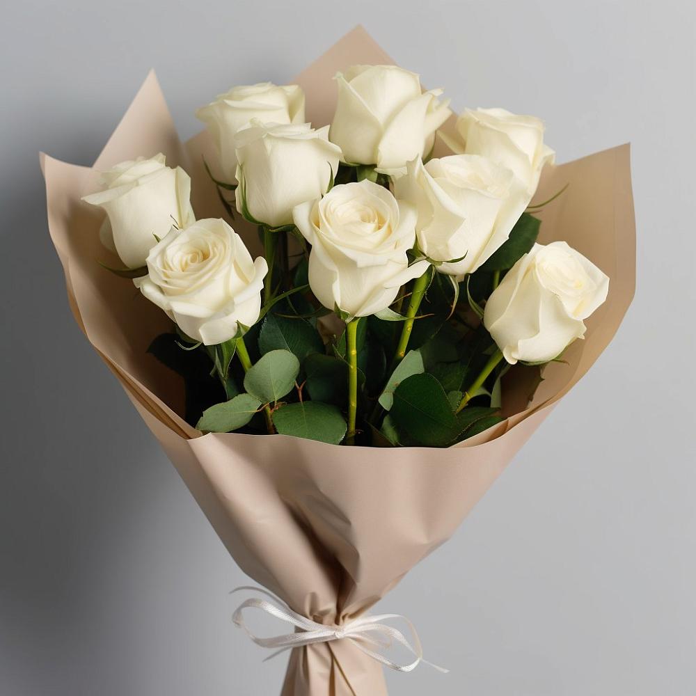 Букет 9 Белых роз Эдлесс Лав в Серафимовском