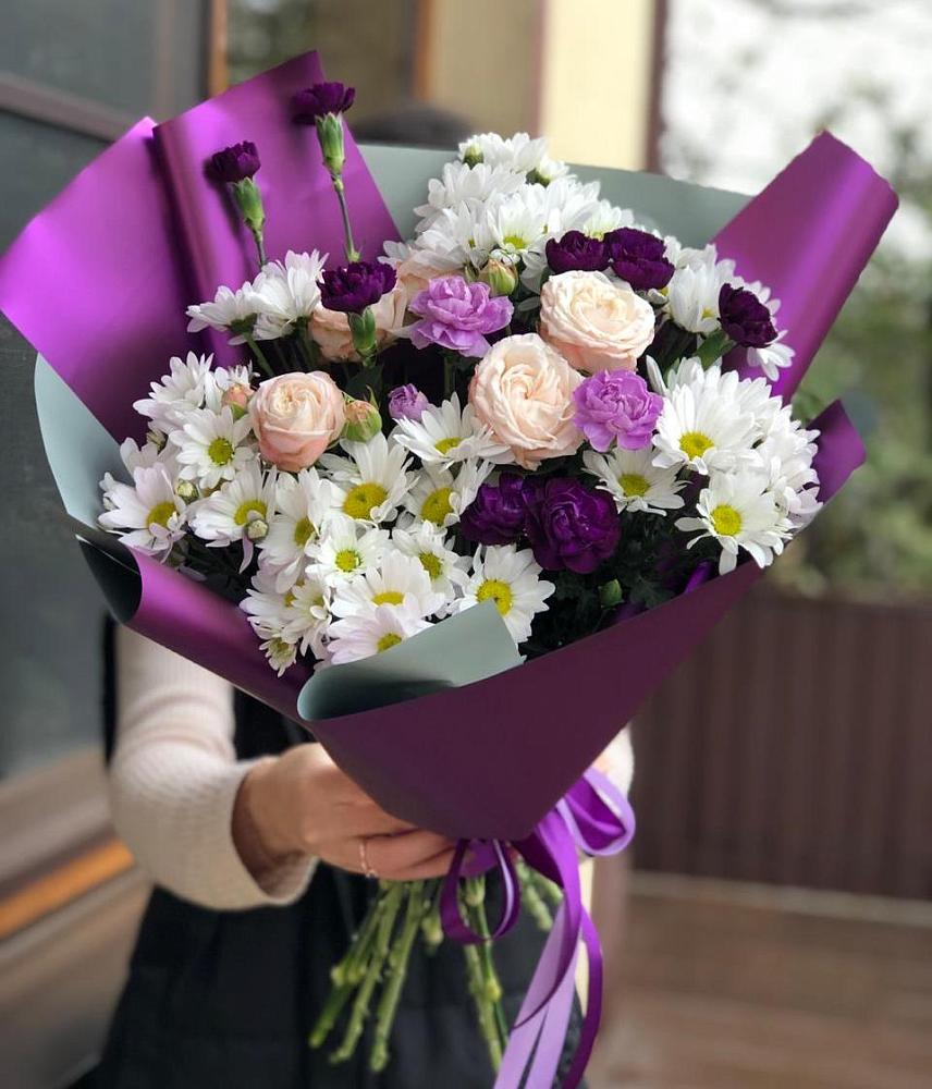 Букет цветов из: Хризантемы, Гвоздики и Розы в Серафимовском