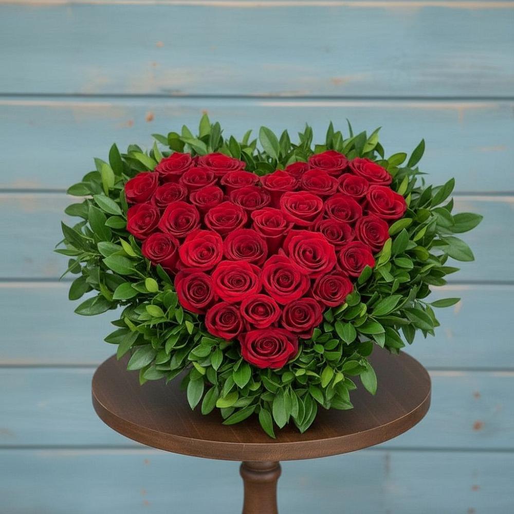 Цветочная композиция из Розы в виде сердца в Серафимовском