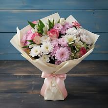 Букет цветов из:  Хризантемы, Альстромерии и Розы в Серафимовском