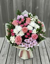 Букет цветов из:  Альстромерии, Гвоздики, Розы и Хризантемы в Серафимовском